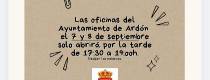 HORARIO AYUNTAMIENTO 7 Y 8 DE SEPTIEMBRE